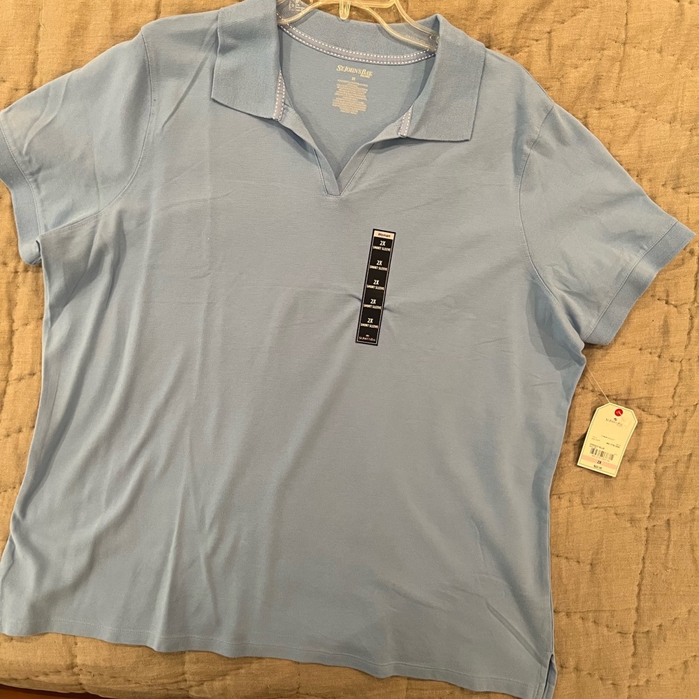 Women’s plus size blue short sleeved polo golf shirt. 2X. Saint John’s Bay